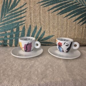 illy PEDRO ALMODOVAR  Set Of 2  cappucino cups- 2009 art collection
